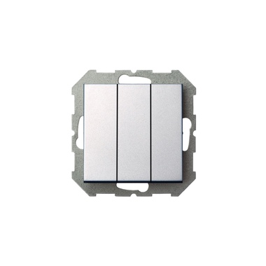 Трехклавишный выключатель LIREGUS Эпсилон IJ3 16-001-01 E/Mt серебро, без рамки 28-174