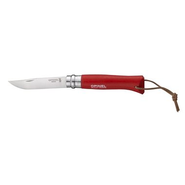Нож Opinel Trekking №8 кожаный темляк, красный 001705