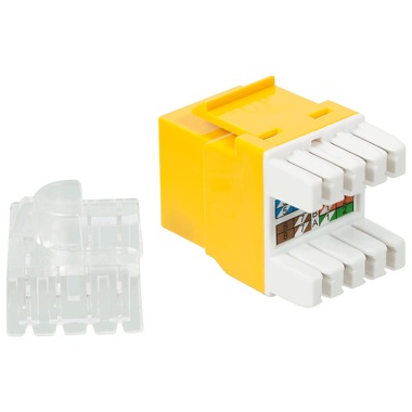 Модуль LANMASTER Keystone RJ45, кат.5e, UTP, 180 градусов, желтый, LAN-OK45U5E/180P-YL