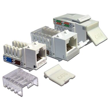 Модуль Keystone LANMASTER RJ45, кат.6, UTP, 90 градусов, белый, LAN-OK45U6/90P-WH