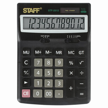 Настольный калькулятор STAFF STF-2512 170х125мм, 12 разрядов, двойное питание, 250136