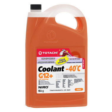 Охлаждающая жидкость TOTACHI NIRO COOLANT Orange, -40град.C, G12+, 5 кг 47305