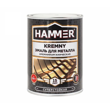 Эмаль по металлу HAMMER КО Kremny RAL 9004 черный 1200С 0.8 кг ЭК000138079