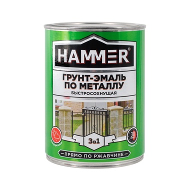 Грунт-эмаль по металлу HAMMER 3в1 б/с шоколадная 0,9 кг ЭК000132857