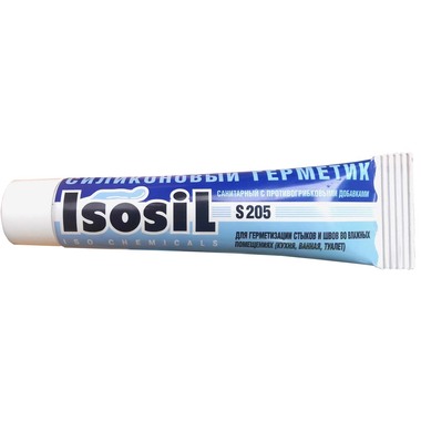 Силиконовый санитарный герметик для ванной и кухни ISOSIL S205, белый, 40 мл 2050105