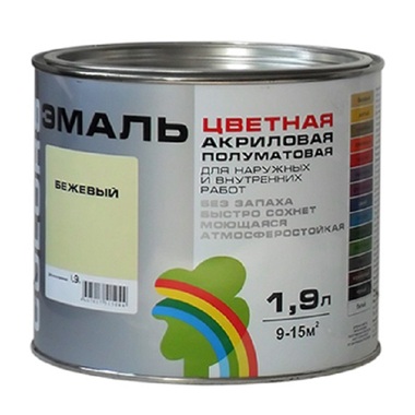 Универсальная цветная эмаль Радуга Colors ВД-АК 220 бежевый, 1,9 л 142918