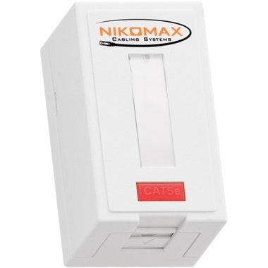 Настенная розетка NIKOMAX 1 порт, неэкранированная, со шторкой, белая NMC-WO1UD2-FT-ST-WT