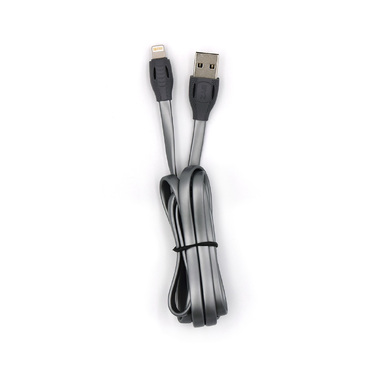 USB-кабель AM-8pin BYZ 1,2 метра, 2.4A, силикон, плоский, серый, 23750-BL-652BK