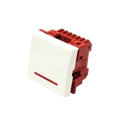 Выключатель 2-контактный LANMASTER одноклавишный, 45х45, с подсветкой, белый LAN-EC45x45-SL11-WH