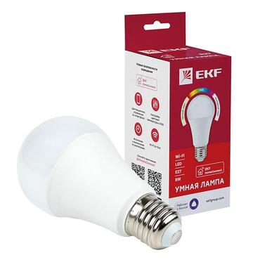 Умная LED лампа EKF HomeConnect 8W, WIFI, RGBW, E27 slwf-e27-rgbw