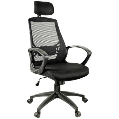 Кресло руководителя Helmi HL-E30 Ergo LT регулируемые подголовник и поясничный упор, ткань черная 284604