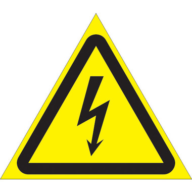 Знак "Опасность поражения электрическим током" Стандарт Знак W08 25 мм пленка ПП блок по 16 шт 00-00035387