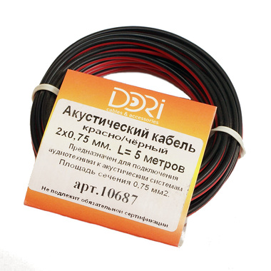 Акустический кабель DORI 2x0,75 чёрно-красный 5м, шт 10687