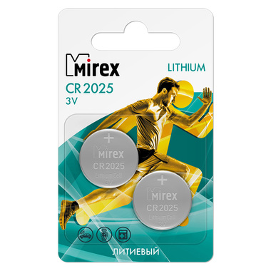 Батарея Mirex, литиевая CR2025 3V 2 шт ecopack 23702-CR2025-E2