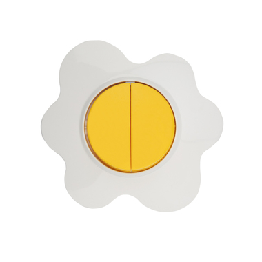 Выключатель KRANZ Яичница двухклавишный скрытой установки, желтый/белый KR-78-0630