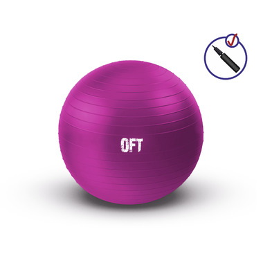 Гимнастический мяч Original FitTools 55 см, фуксия, с насосом FT-GBR-55FX