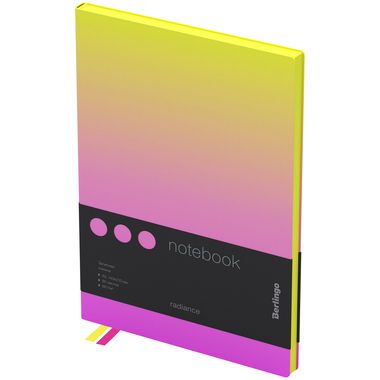 Записная книжка BERLINGO Radiance А5, 80 листов, кожзам, черный срез, желтый/розовый градиент NB0_93501