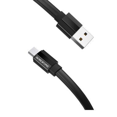 USB-кабель BOROFONE, AM-microBM 1.2 метра, 2.4A, ТПЭ, чёрный 23752-BU8mBK