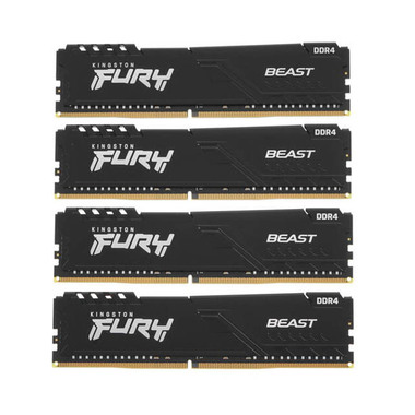 Модуль памяти Kingston Fury Beast Black DDR4 DIMM 2666MHz PC-21300 CL16 - 64Gb Kit (4x16Gb) KF426C16BB1K4/64