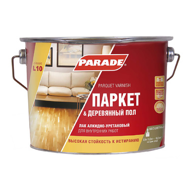 Лак паркетный алкидно-уретановый PARADE L10 Паркет & Деревянный пол п/мат 2,5 л 90001484462