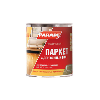 Лак паркетный алкидно-уретановый PARADE L10 Паркет & Деревянный пол п/мат 0,75 л 90001484461