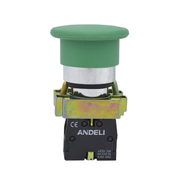 Кнопка ANDELI XB2-BС31 Грибок, без подсветки, зеленый, 1НО ADL10-062