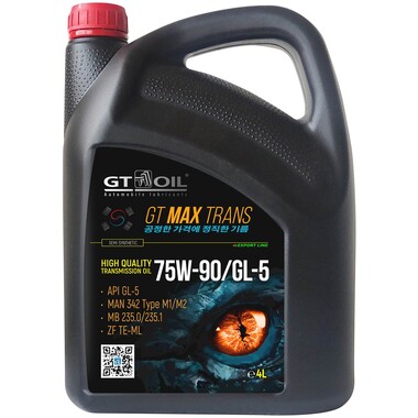 Масло GT OIL Max Trans SAE 75W-90 API GL5, 4 л 8809059409091