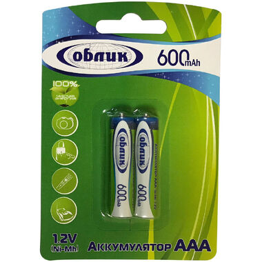 Аккумуляторы Облик Ni-Mh AAA -600 mAh Блистер-2 7056