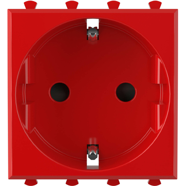 Розетка DKC 1-местная, 2 модуля Avanti "Красный квадрат" 16А IP20 2P+E, защитные шторки, красная 4401002