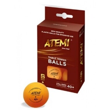 Мячи для настольного тенниса ATEMI 1*, оранжевый, 6 шт. 00000105894