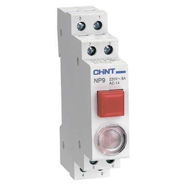 Модульная кнопка CHINT NP9-12D3/2 с подсветкой, 1НО+2НЗ, AC/DC 230В, красная 584047