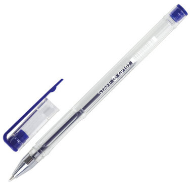 Ручка  Staff гелевая Basic СИНЯЯ корпус прозрачный хром. детали узел 05 мм линия 035 мм 142788