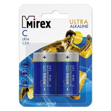 Батарея Mirex, щелочная LR14 / C 1,5V 2 шт ecopack 23702-LR14-E2