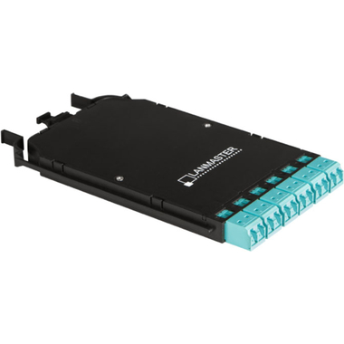 Компактная MPO кассета LANMASTER OM3, 12xLC, тип B, низкие потери, черная LAN-MCCB-1M-12LC/OM3
