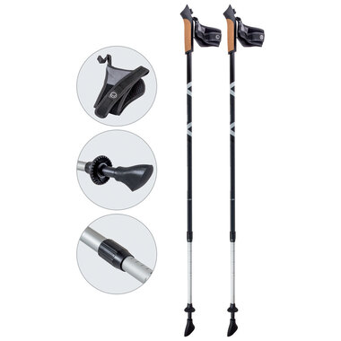 Алюминиевые телескопические палки для скандинавской ходьбы Ecos AQD-B015 gray 999934