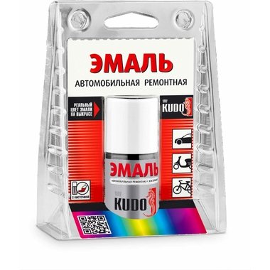 Автомобильная ремонтная эмаль с кисточкой KUDO Toyota 1C0 Silver Metallic Clearcoat KU-72458