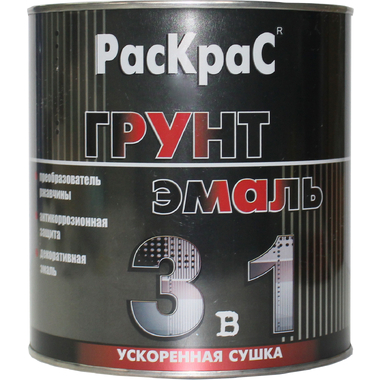 Грунт-эмаль РасКрас 3 в 1, желтая, банка 1,9 кг 4690417021185