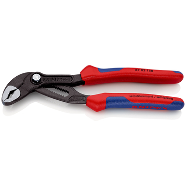 Переставные клещи Knipex Cobra, 42 мм (1 1/2"), 180 мм, серые, 2К ручки, KN-8702180SB