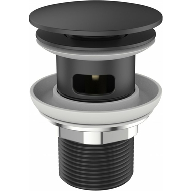 Донный клапан BELBAGNO с системой клик-клак, с переливом, черный BB-SAT-NERO