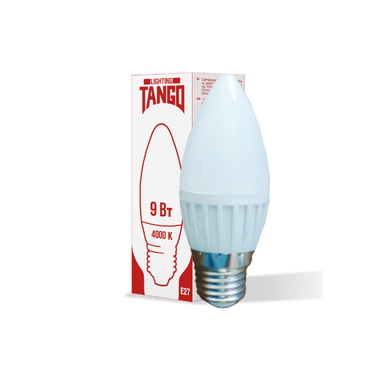 Светодиодная лампа TANGO 9W E27 свеча 4000K 220V LED C37-9W-E27-W 1003951