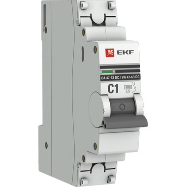 Автоматический выключатель EKF 1P 1А C 6кА ВА 47-63 DC PROxima mcb4763-DC-1-01C-pro