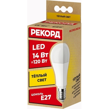 Светодиодная лампа РЕКОРД LED A60 14W E27 3000K 24368