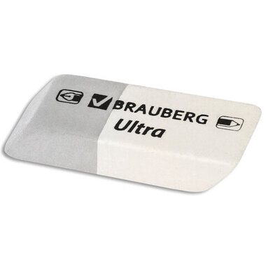 Ластик 80 шт в упаковке BRAUBERG "Ultra" 41х14х8мм серо-белый натуральный каучук 228703