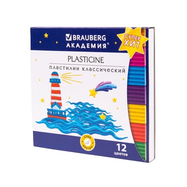 Набор для лепки Brauberg Пластилин классический Академия хит 12 цветов 106423