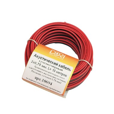 Акустический кабель DORI 2x0,75 чёрно-красный 10м, шт 10694