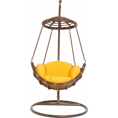 Подвесное кресло Vinotti коричневый каркас, оранжевая подушка 44-004-18