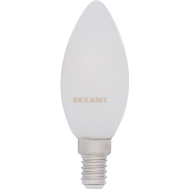 Филаментная лампа REXANT Свеча CN35 9.5 Вт 4000K E14 матовая колба 604-096