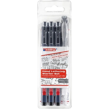 Ручки для черчения EDDING пигментные чернила, 0.1, 0.3, 0.5 мм, черный E-1800#3S
