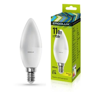 Электрическая светодиодная лампа Ergolux LED-C35-11W-E14-3K Свеча 11Вт E14 3000K 13618