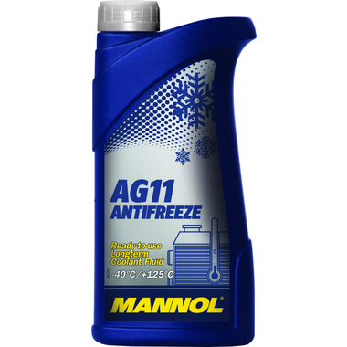 Готовый раствор охлаждающей жидкости MANNOL ANTIFREEZE LONGTERM AG11 1 л, антифриз синий 2036